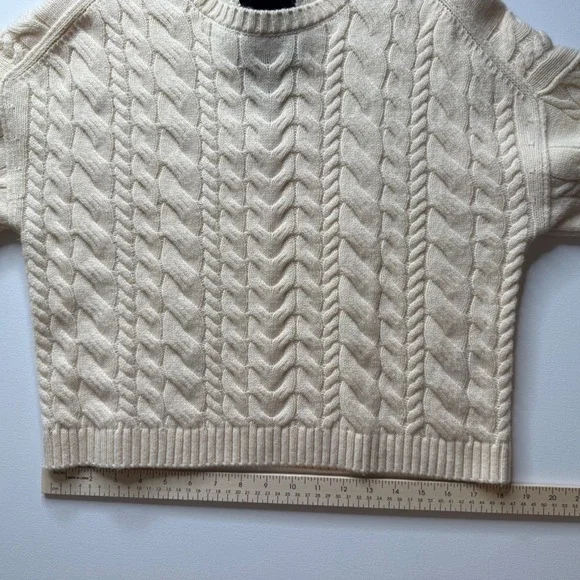 J Crew Tie Back Cable Knit Sweater Small Cream Wool Pullover Fisherman Preppy - Picture 12 of 12